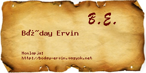 Bóday Ervin névjegykártya